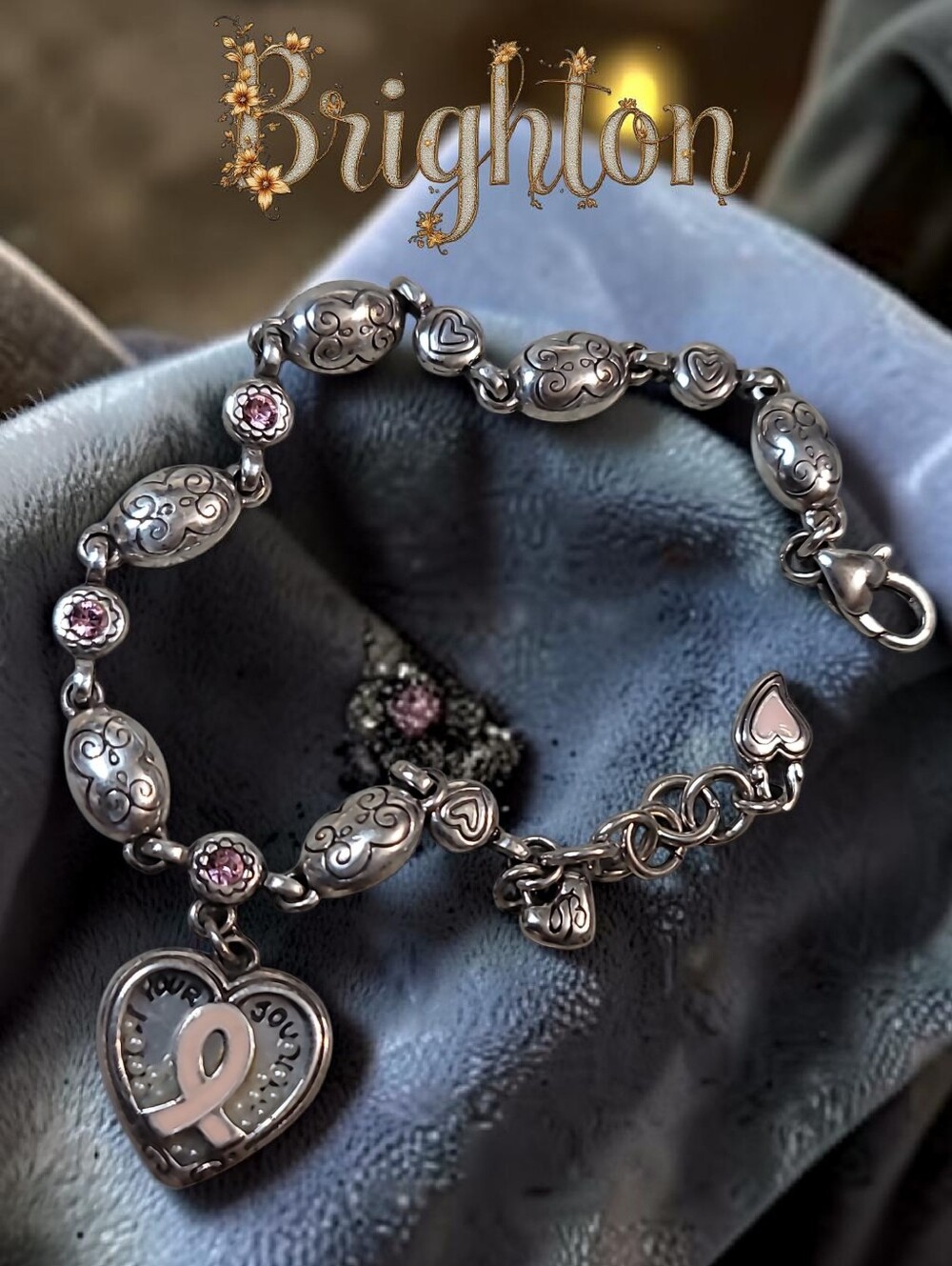 Brighton Love Heals Silver Breast Cancer Awareness Bracelet